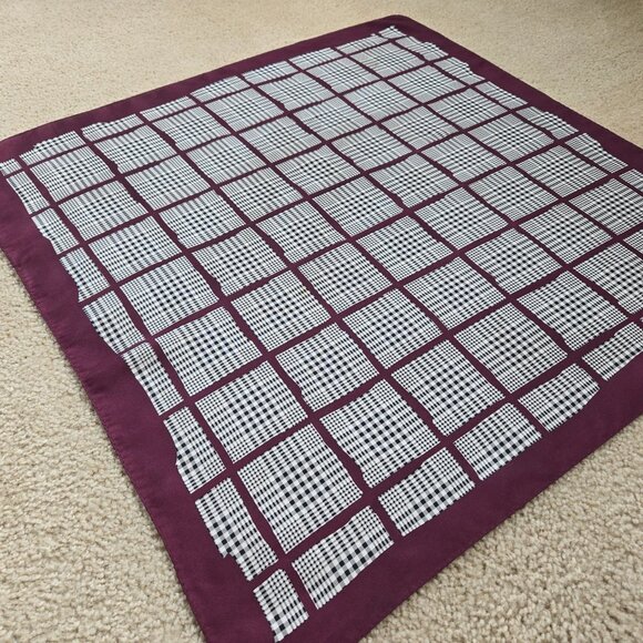 Coach Silk Scarf Glen Plaid Burgundy Maroon - Picture 7 of 8